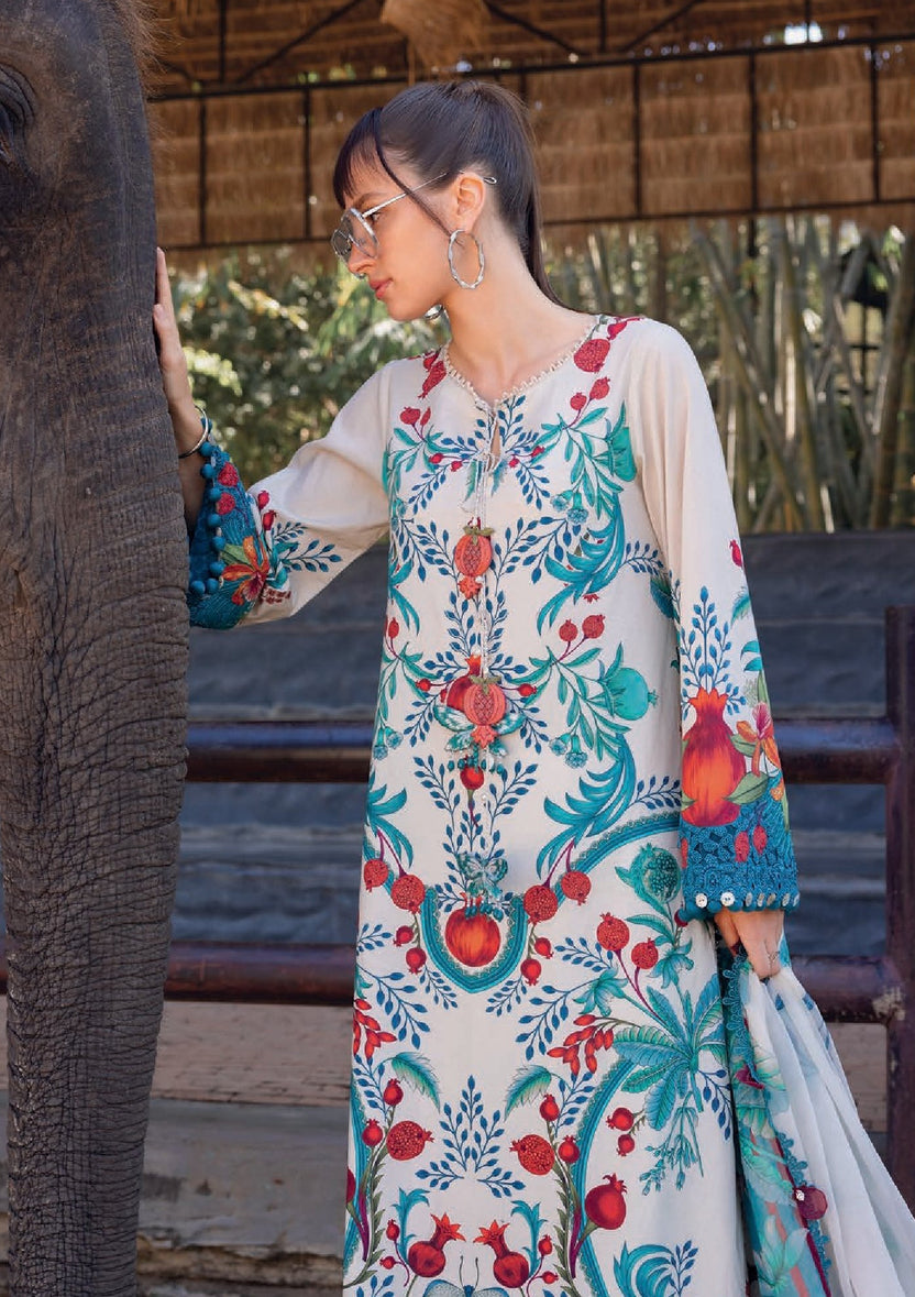 MARIA B EMBROIDERED PRINTED LAWN - 3 PC UNSTITCHED