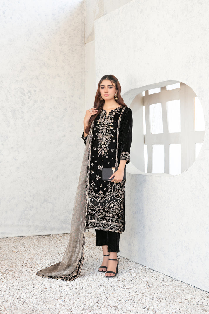 VELVET LUXURY EMBROIDERED - 3 PC UNSTITCHED