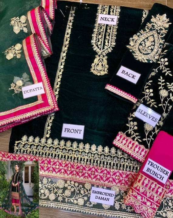 ZAINAB CHOTTANI LUXURY EMBROIDERED VELVET - 3 PC UNSTITCHED