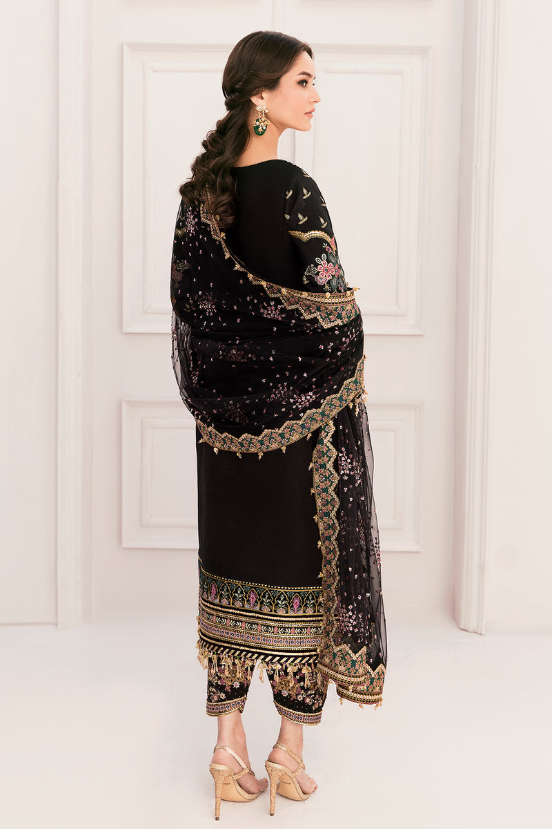 BAROQUE LUXURY EMBROIDERED NET - 3 PC UNSTITCHED