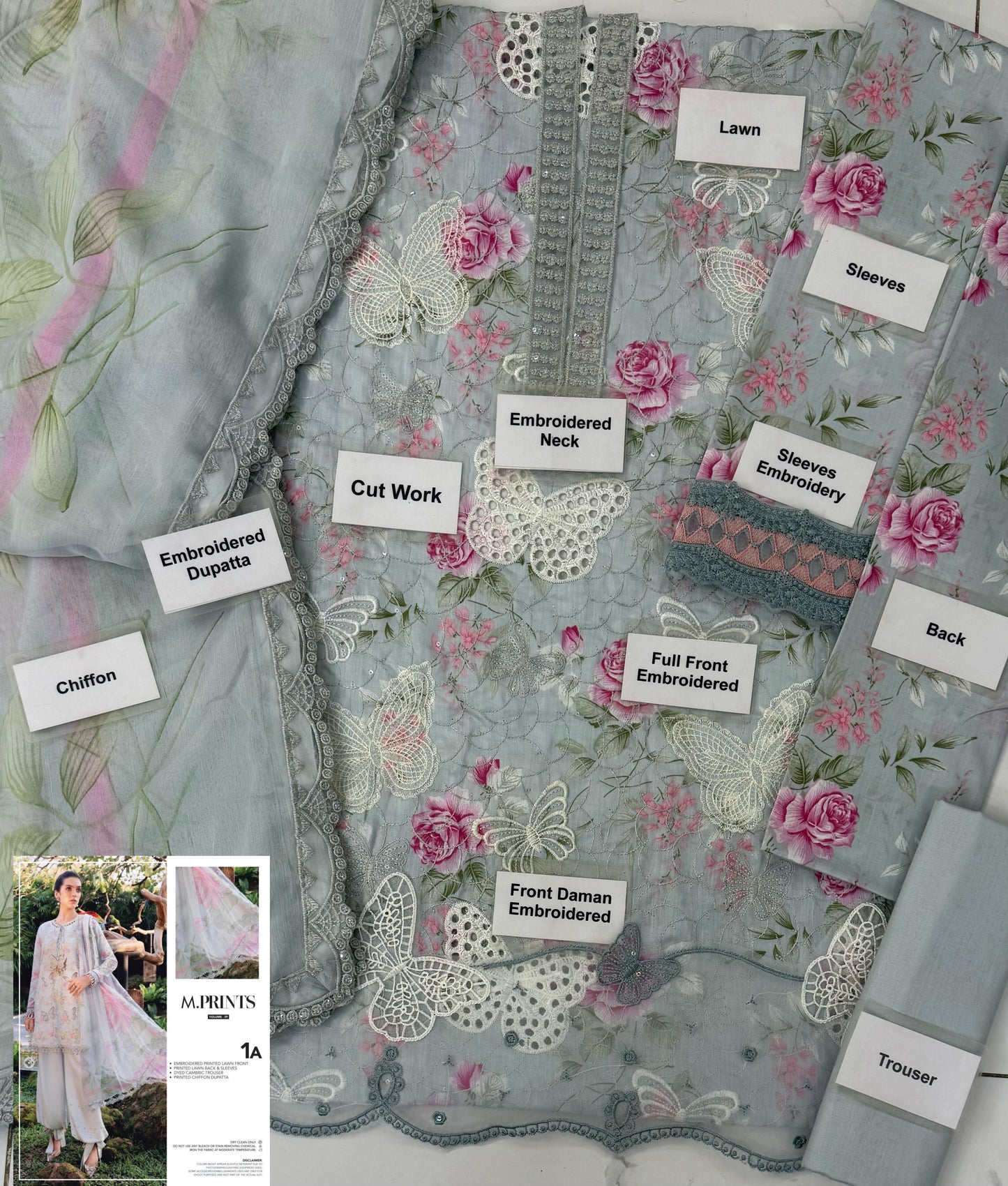 MARIA B FORMALS EMBROIDERED LAWN - 3 PC UNSTITCHED