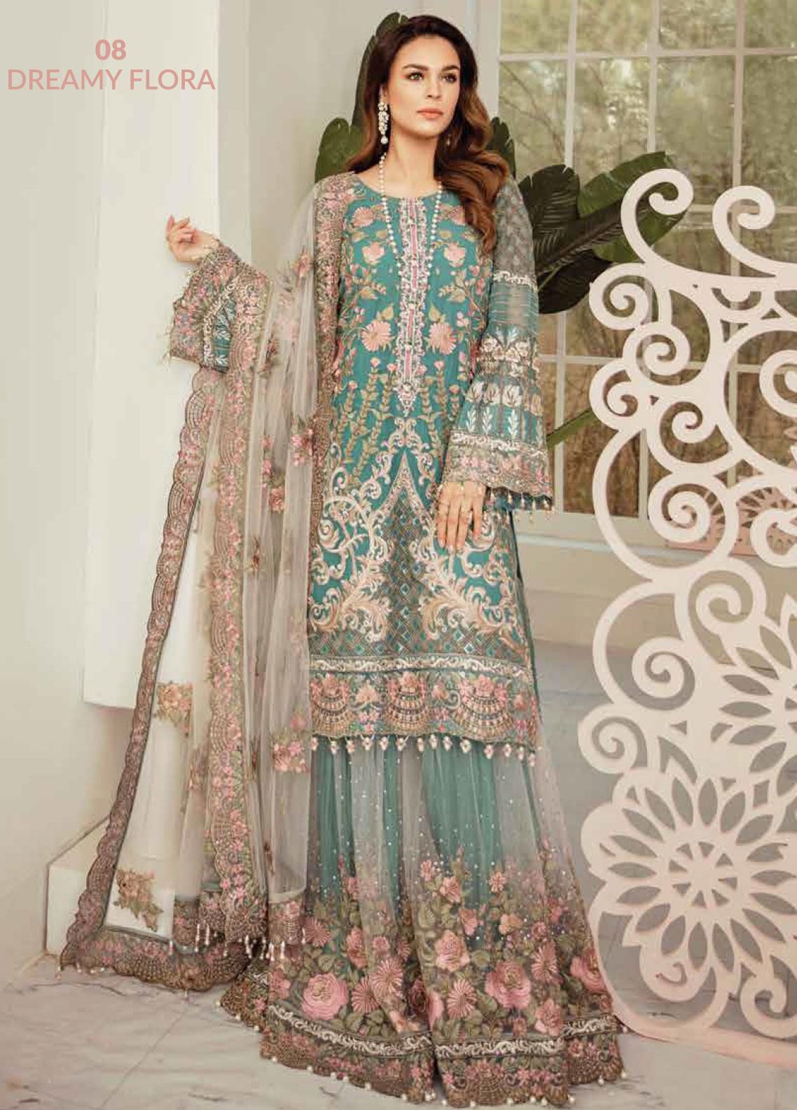 FLOSSIE LUXURY EMBROIDERED CHIFFON - 3 PC UNSTITCHED