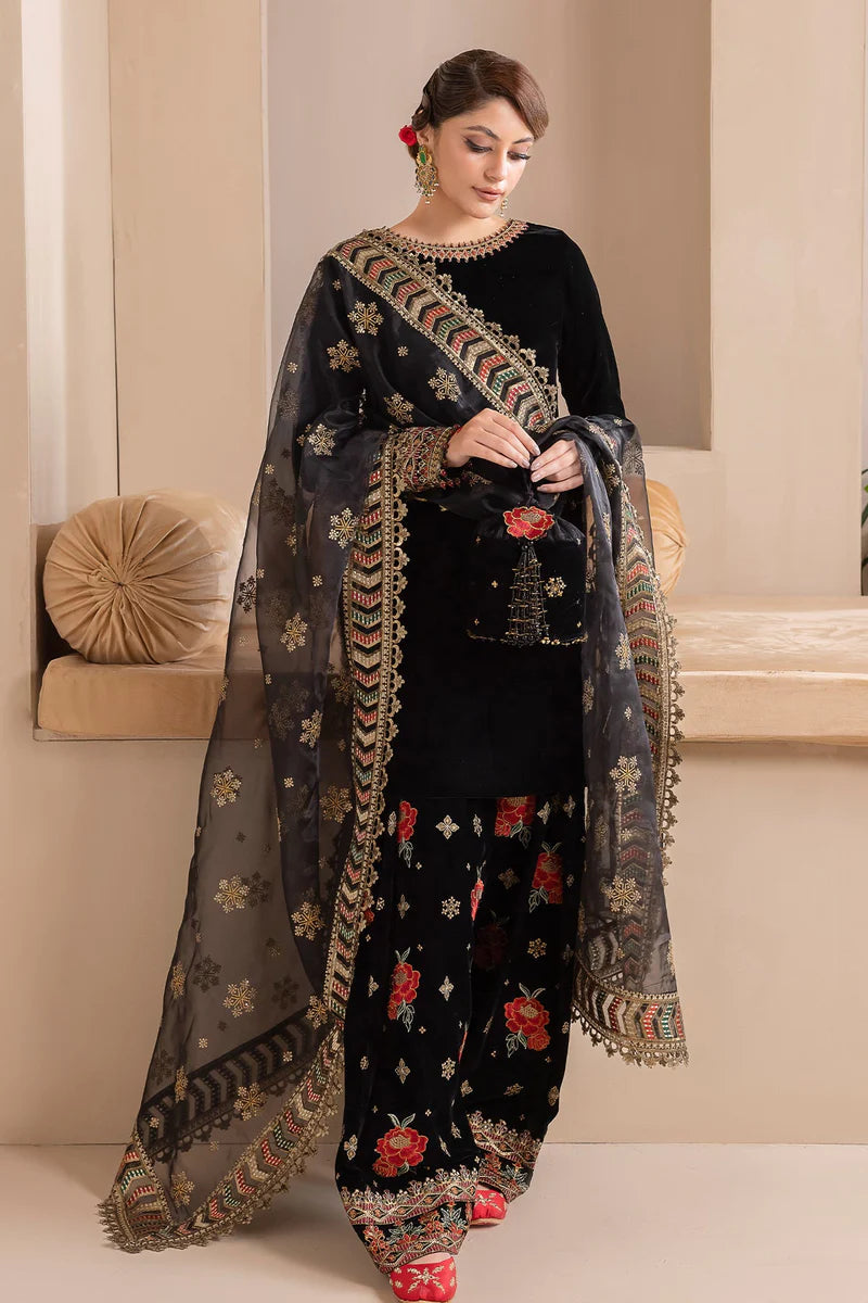 BAROQUE LUXURY EMBROIDERED VELVET - 3 PC UNSTITCHED