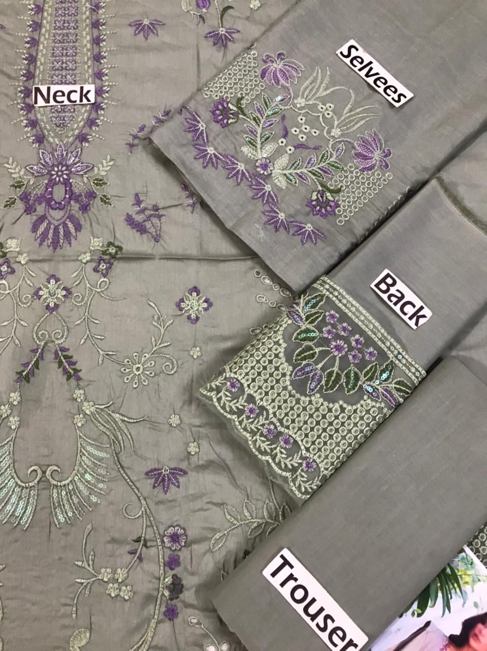 EMBROIDERED LAWN DRESS - 3 PC UNSTITCHED