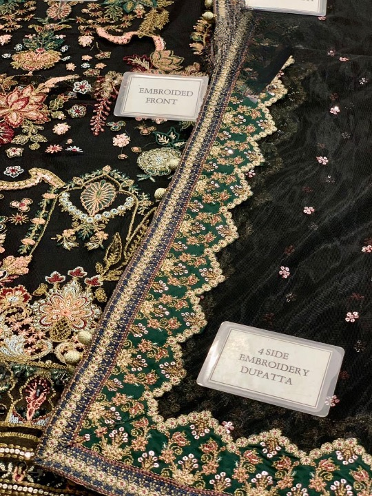 BAROQUE LUXURY EMBROIDERED NET - 3 PC UNSTITCHED