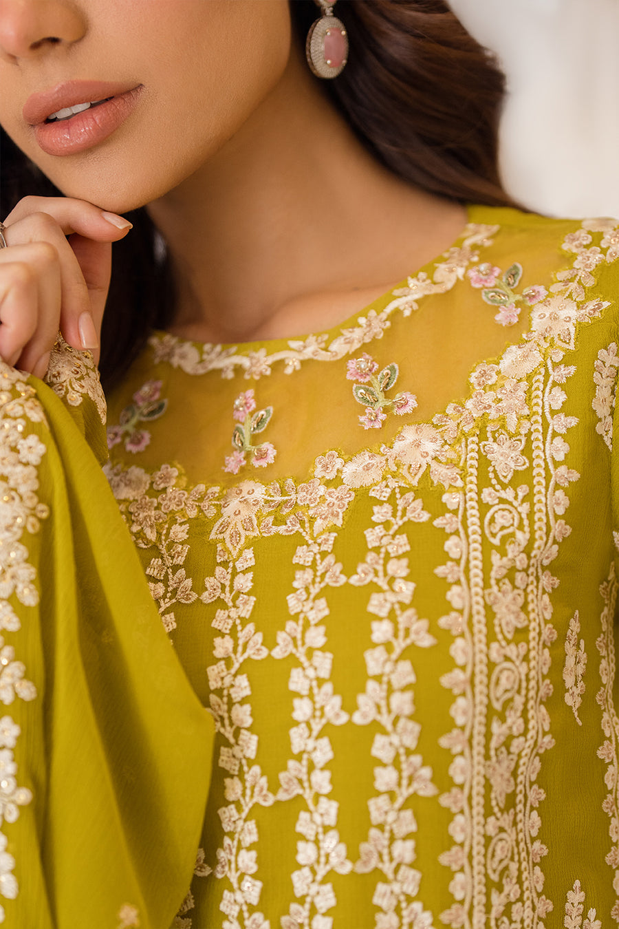 AZURE EMBROIDERED CHIFFON - 3 PC UNSTITCHED