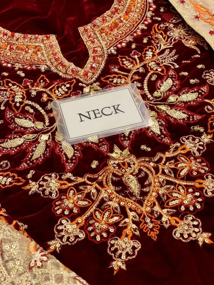 NUREH LUXURY EMBROIDERED VELVET - 3 PC UNSTITCHED