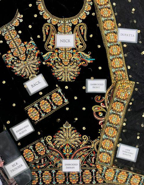 ASIM JOFA LUXURY EMBROIDERED VELVET - 3 PC UNSTITCHED