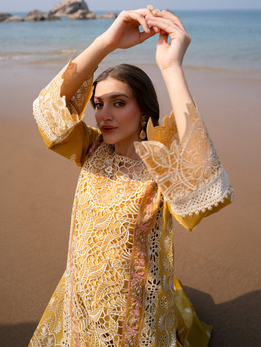 MAHNUR LUXURY EMBROIDERED CUT WORK - LAWN 3 PC UNSTITCHED