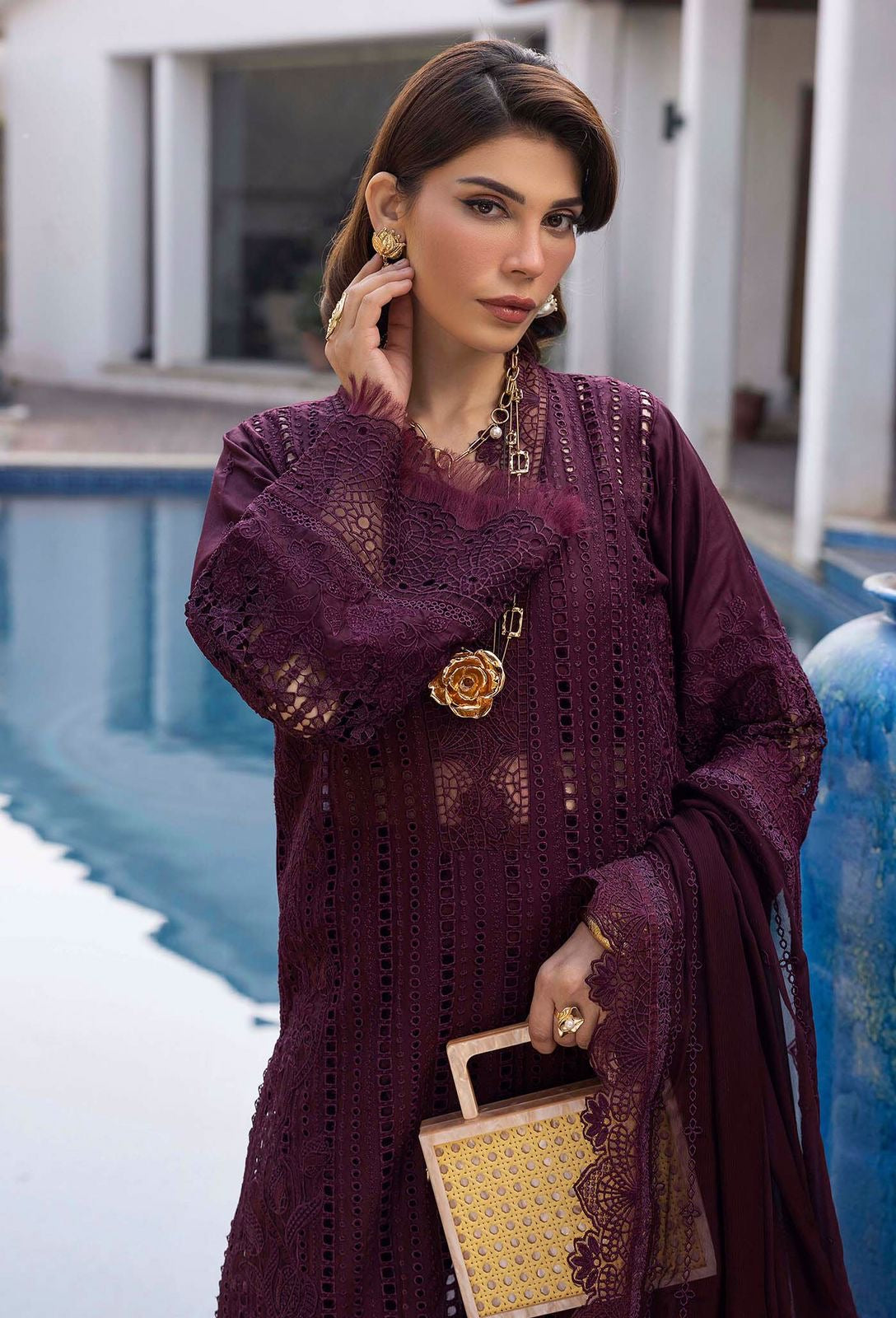 ADAN LIBAS EMBROIDERED CHIKANKARI LAWN - 3 PC UNSTITCHED