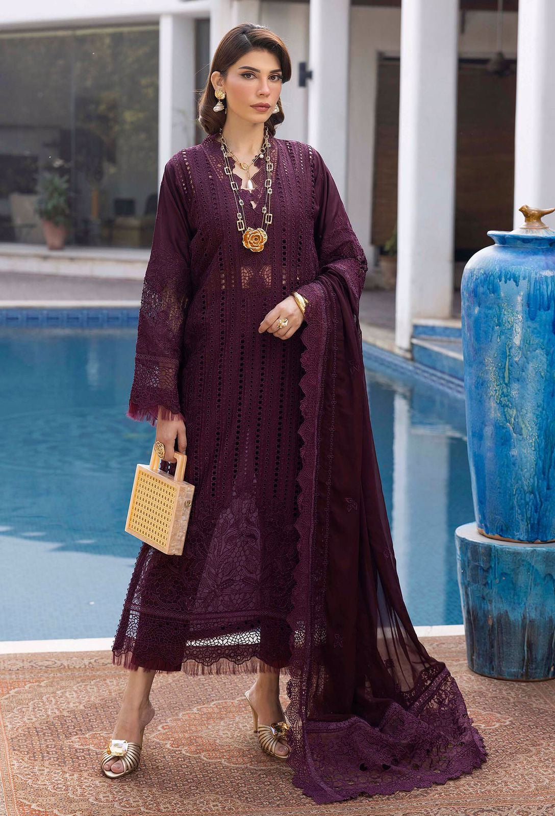 ADAN LIBAS EMBROIDERED CHIKANKARI LAWN - 3 PC UNSTITCHED