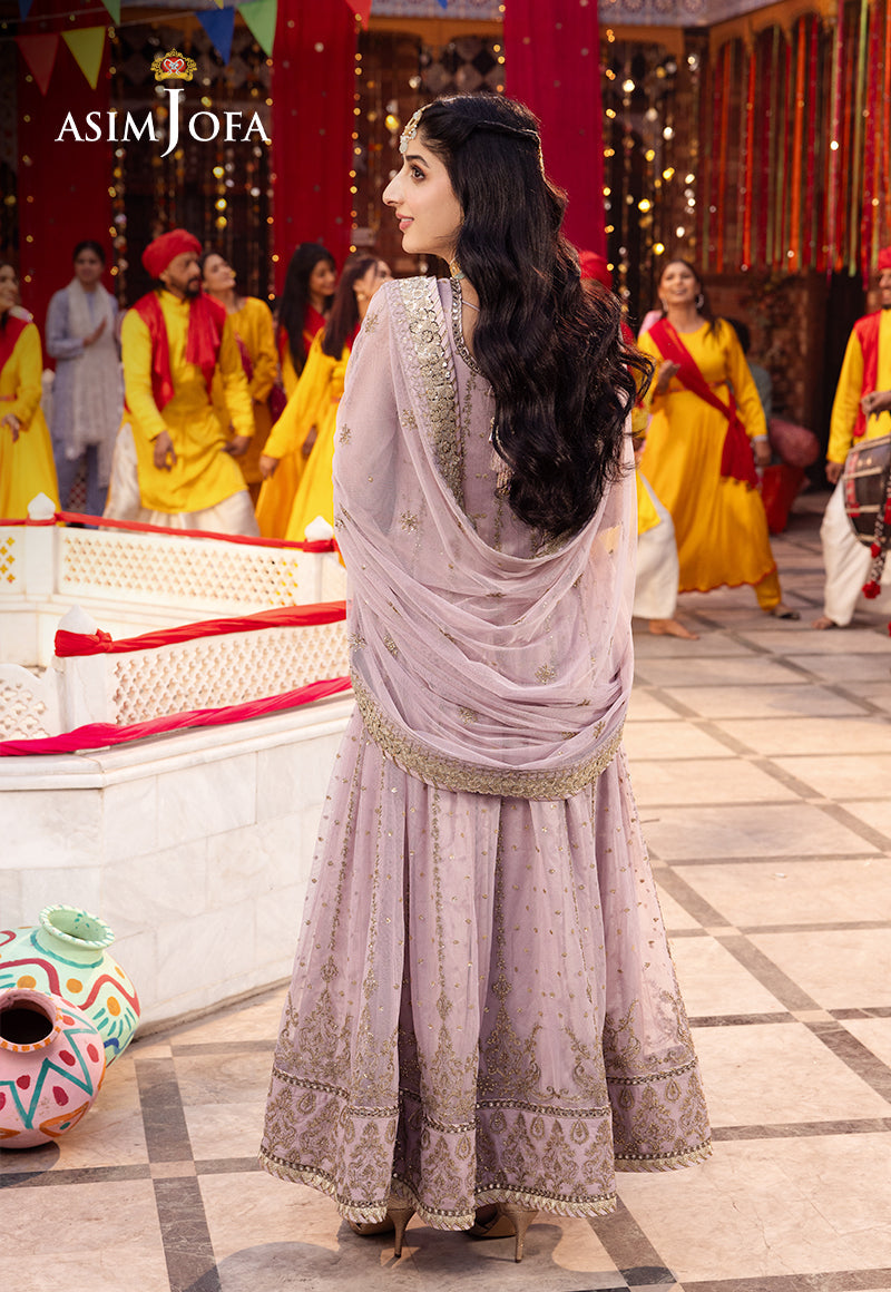 ASIM JOFA EMBROIDERED NET FROK - 3 PC UNSTITCHED