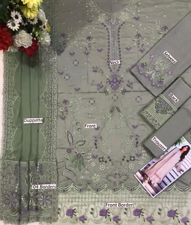 EMBROIDERED LAWN DRESS - 3 PC UNSTITCHED