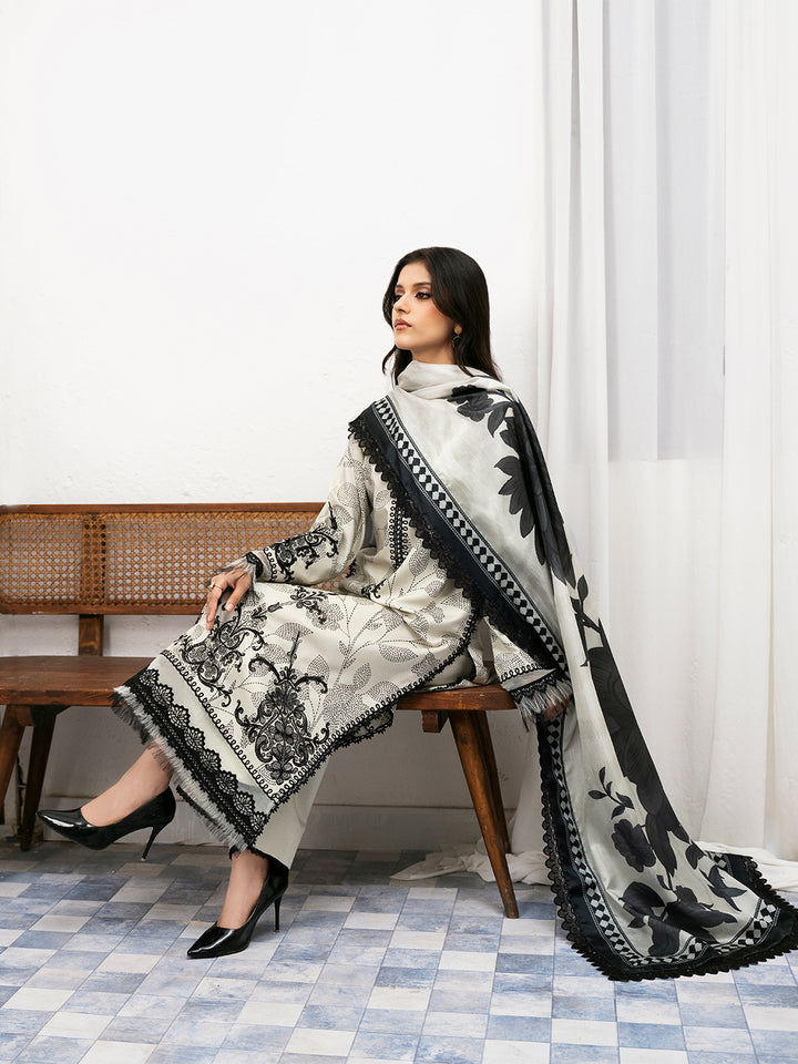 BIN ILYAS DIGITAL PRINTED EMBROIDERED LAWN - 3 PC UNSTITCHED
