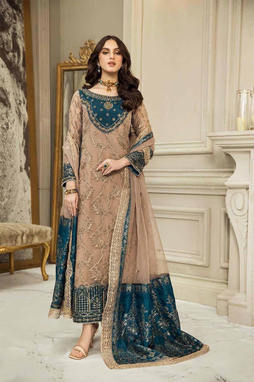 NAINSUKH LUXURY EMBROIDERED CHIFFON - 3 PC UNSTITCHED