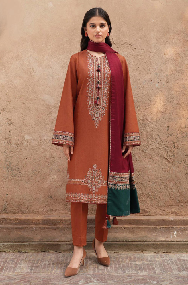 JAZMIN DHANAK EMBROIDERED - 3 PC UNSTITCHED