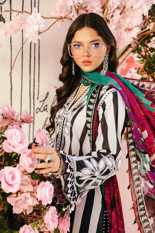 MARIA B EMBROIDERED PRINTED LAWN - 3 PC UNSTITCHED