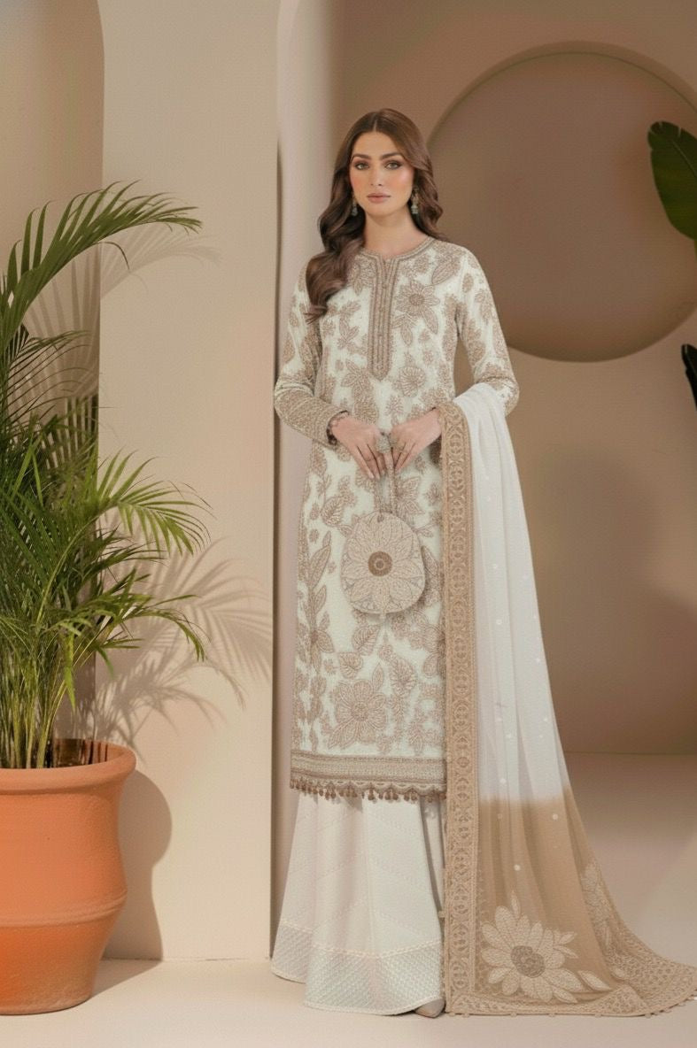 JAZMIN LUXURY EMBROIDERED CHIFFON - 3 PC UNSTITCHED