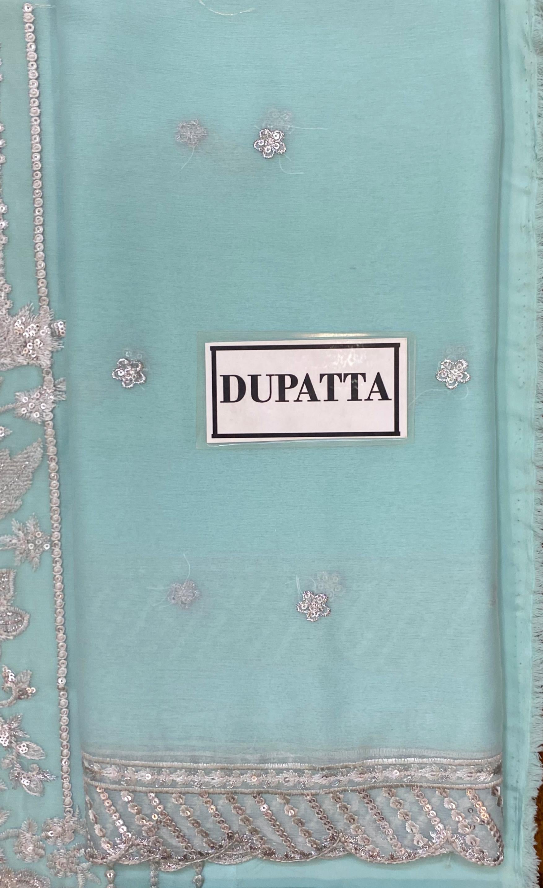 AZURE EMBROIDERED SEMI PURE CHIFFON - 3 PC UNSTITCHED