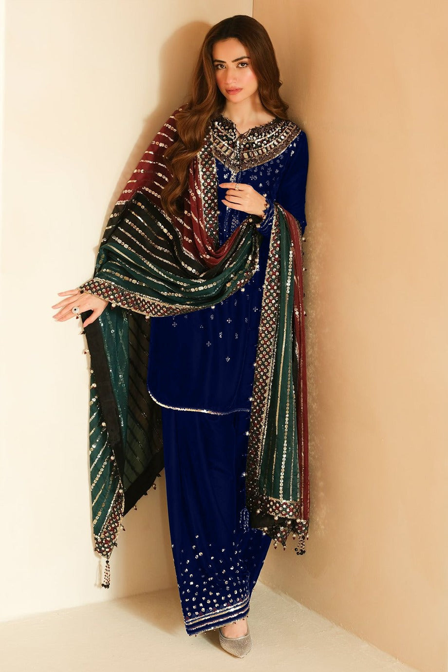 JAZMIN EMBROIDERED VELVET - 3 PC UNSTITCHED