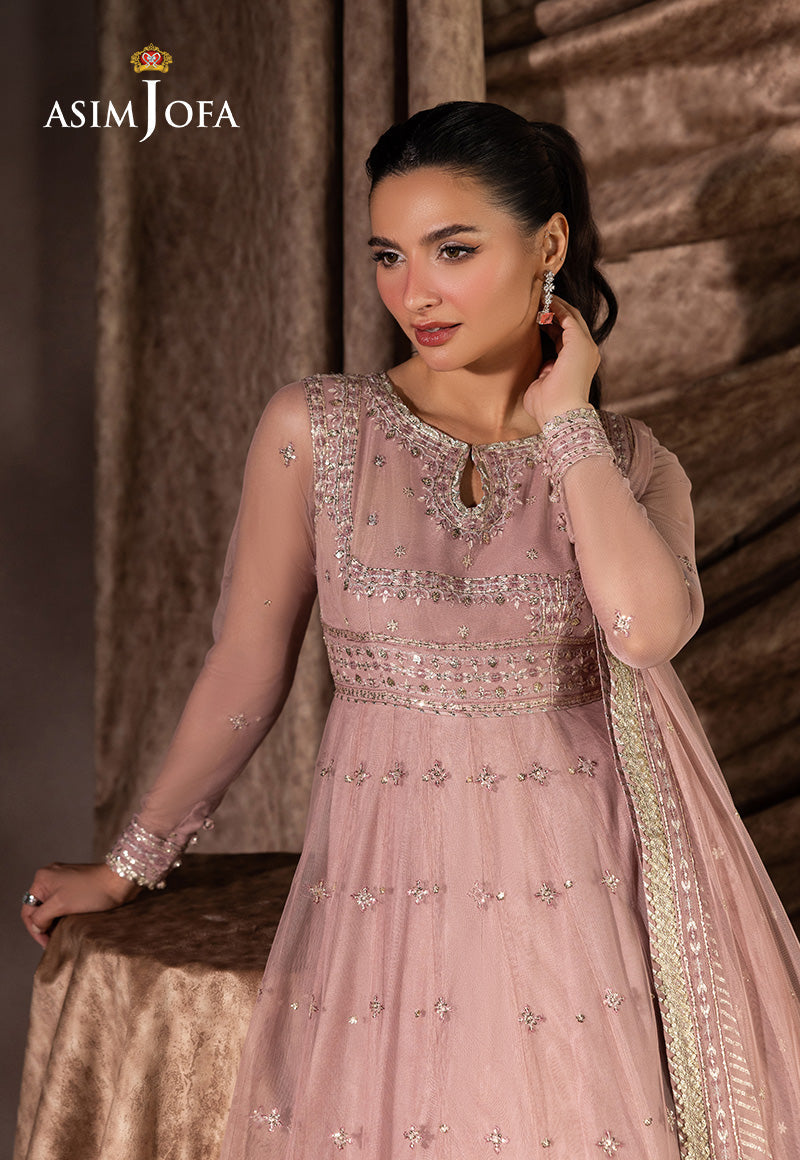 ASIM JOFA EMBROIDERED CHIFFON FROCK - 3 PC UNSTITCHED
