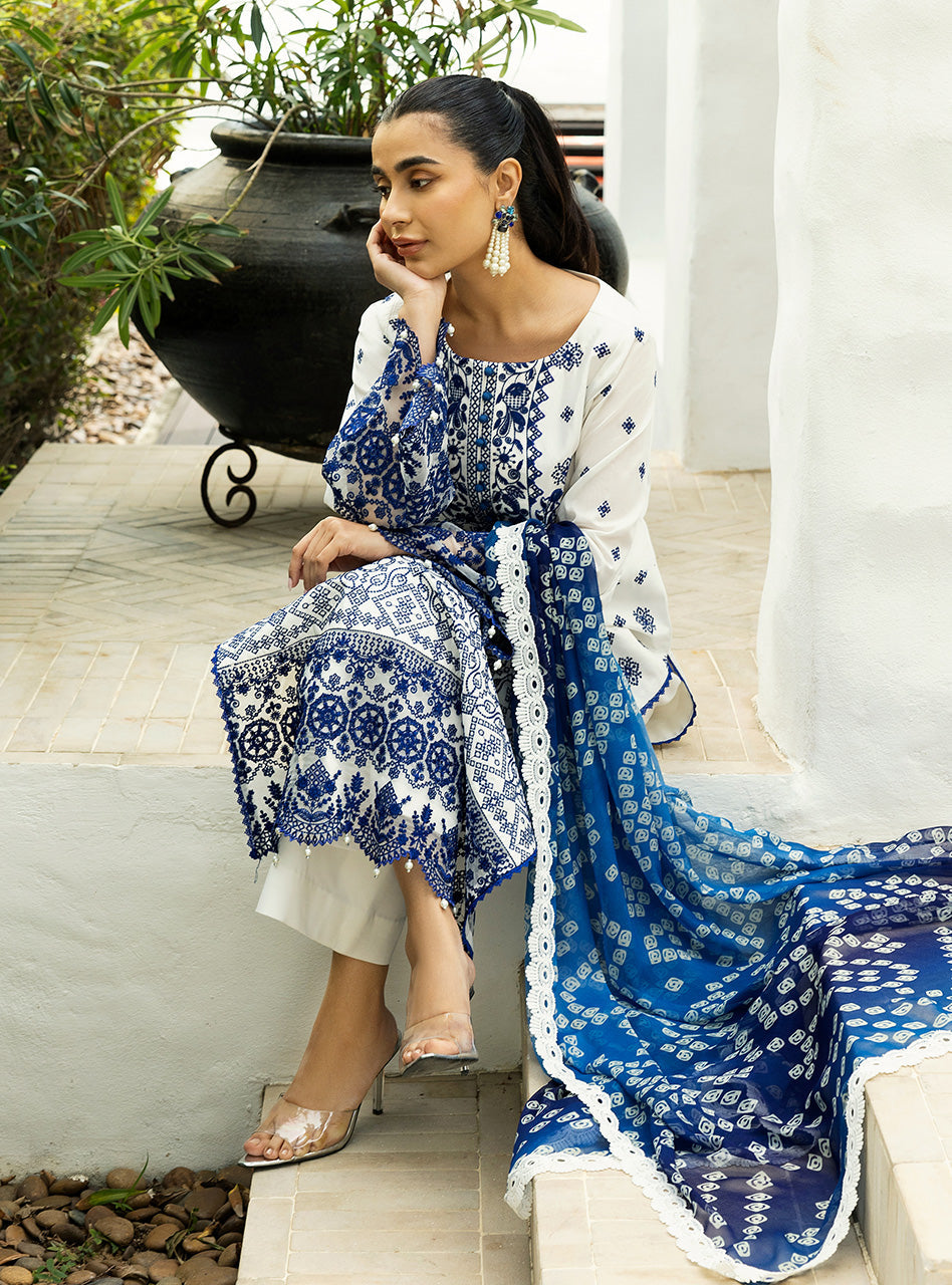 ZAINAB CHOTTANI EMBROIDERED CHIKANKARI LAWN - 3 PC UNSTITCHED