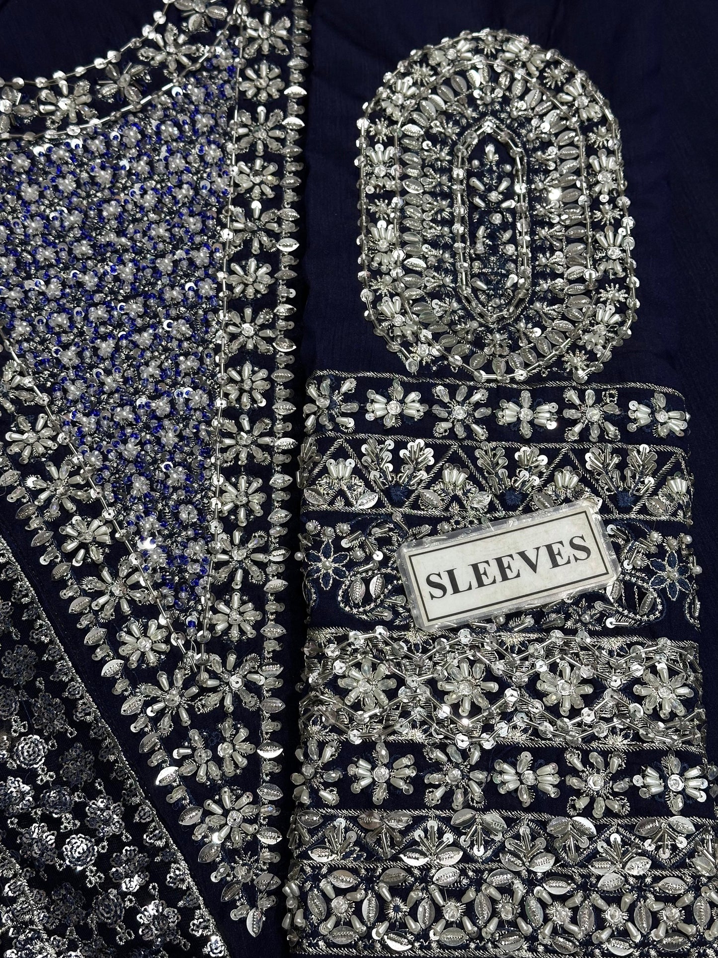 HUSSAIN REHAR LUXURY EMBROIDERED ADDA WORK RAW SILK - 3 PC UNSTITCHED