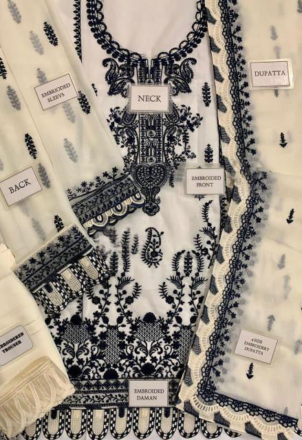 ASIM JOFA EMBROIDERED CHIFFON - 3 PC UNSTITCHED