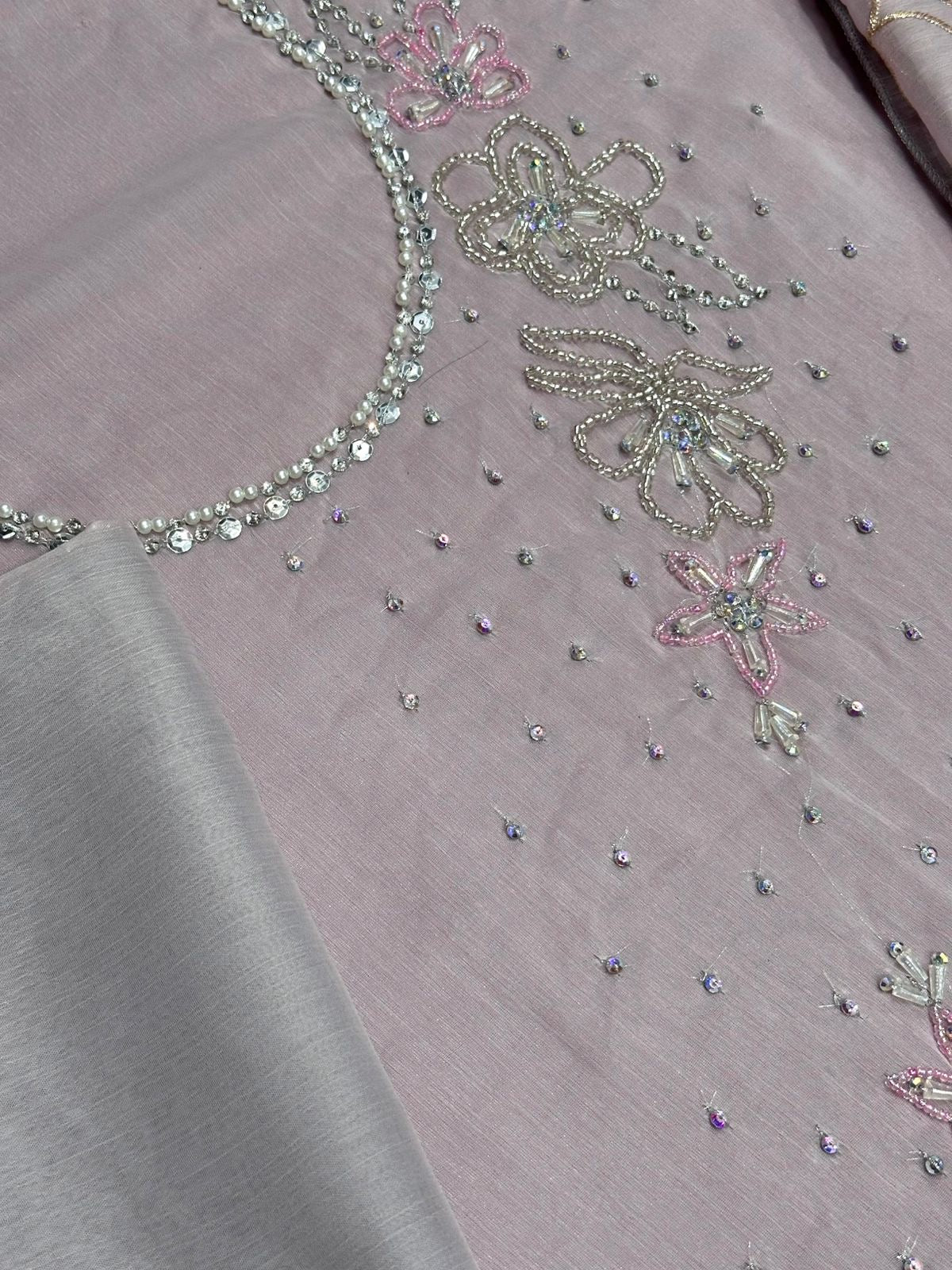 LULUSAR EMBROIDERED HANDMADE WORK CHIFFON - 3 PC UNSTITCHED
