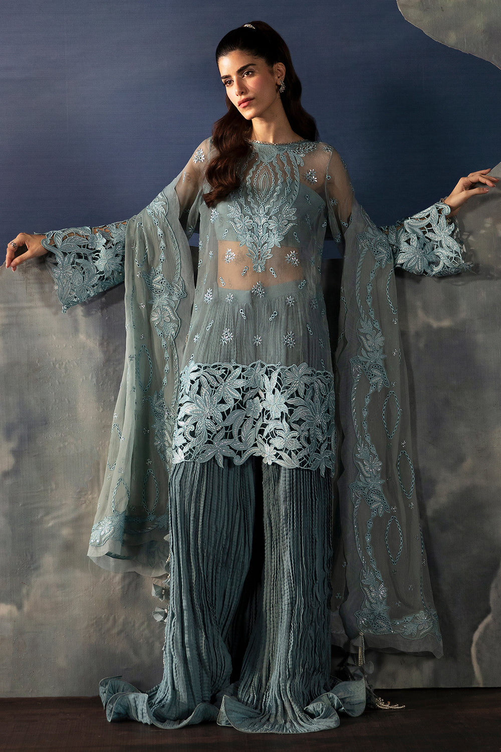 AFROZEH LUXURY EMBROIDERED ORGANZA - 3 PC UNSTITCHED