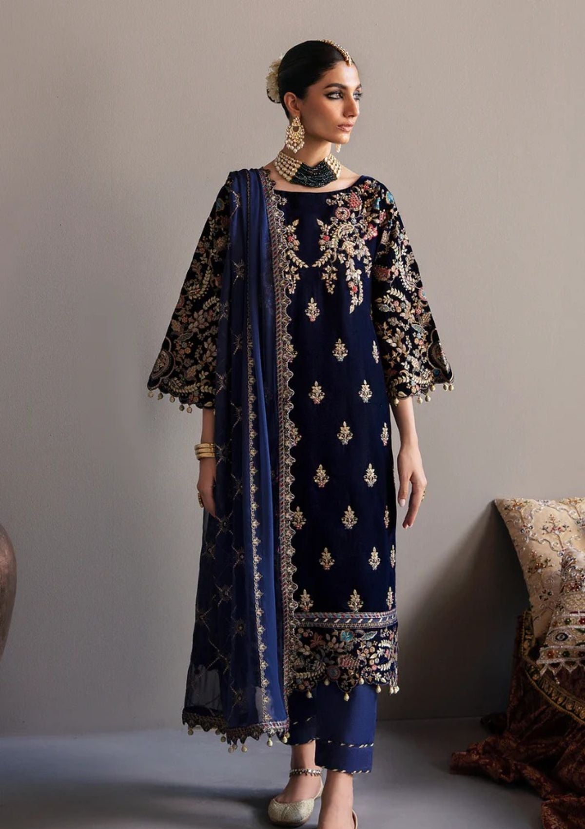 EMAAN ADEEL LUXURY EMBROIDERED VELVET - 3 PC UNSTITCHED