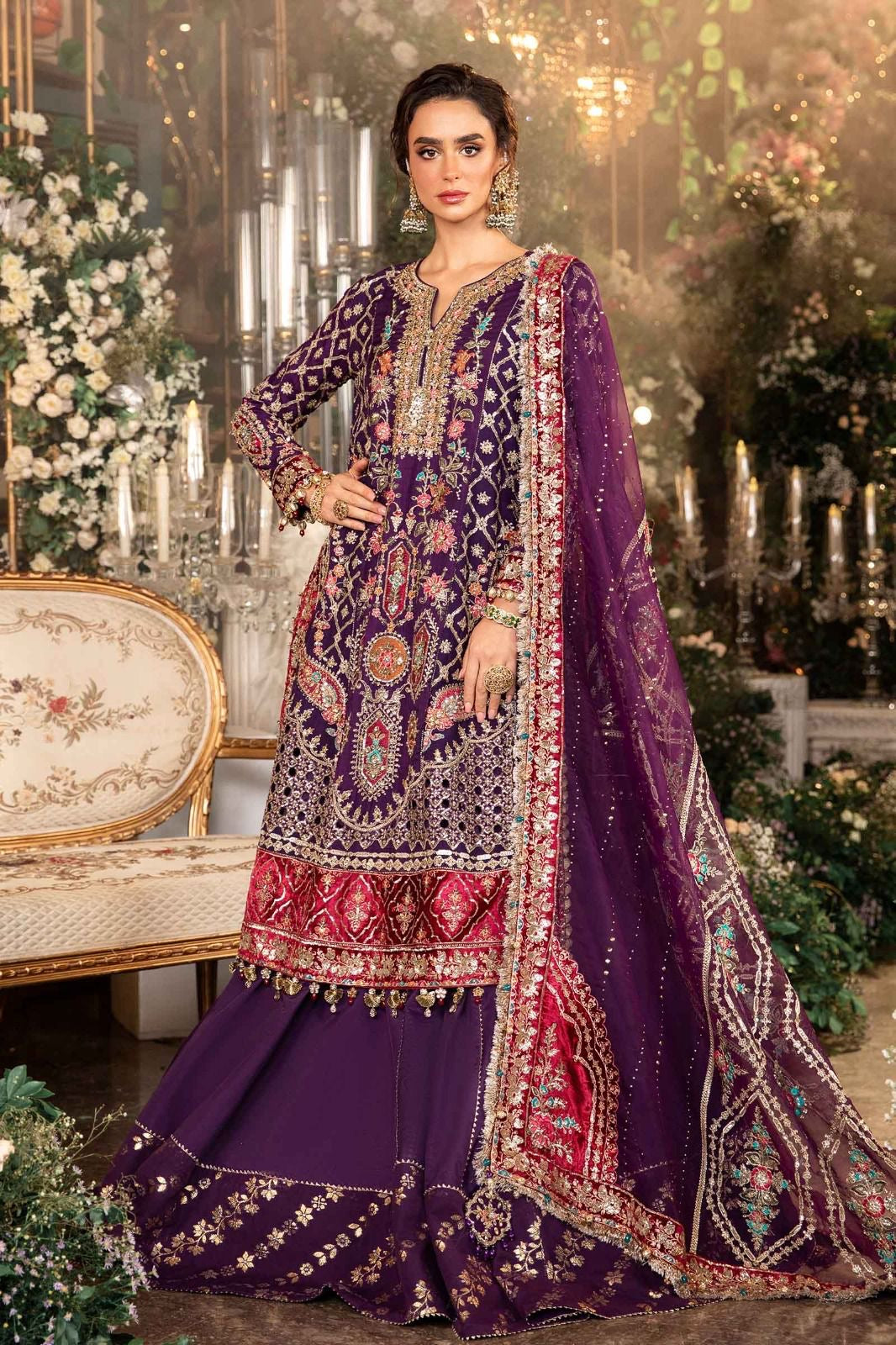 MARIA B LUXURY EMBROIDERED CHIFFON ADDA WORK - 3 PC UNSTITCHED