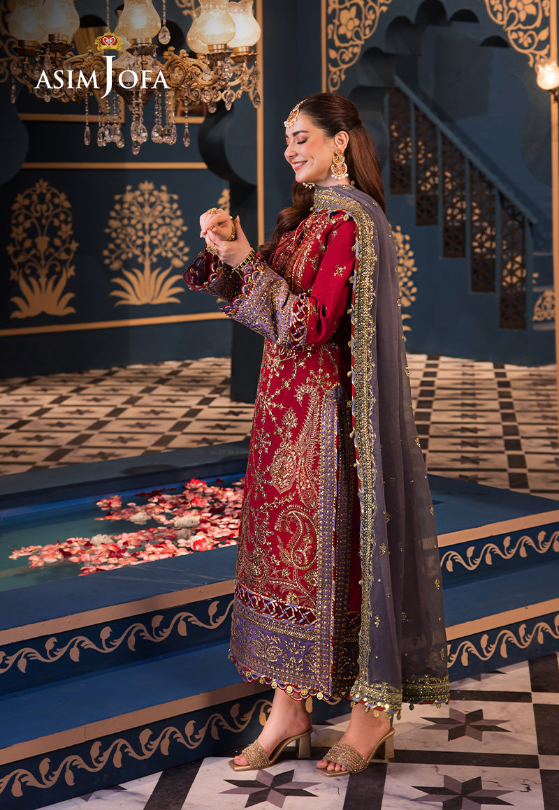 ASIM JOFA EMBROIDERED SEMI PURE CHIFFON - 3 PC UNSTITCHED