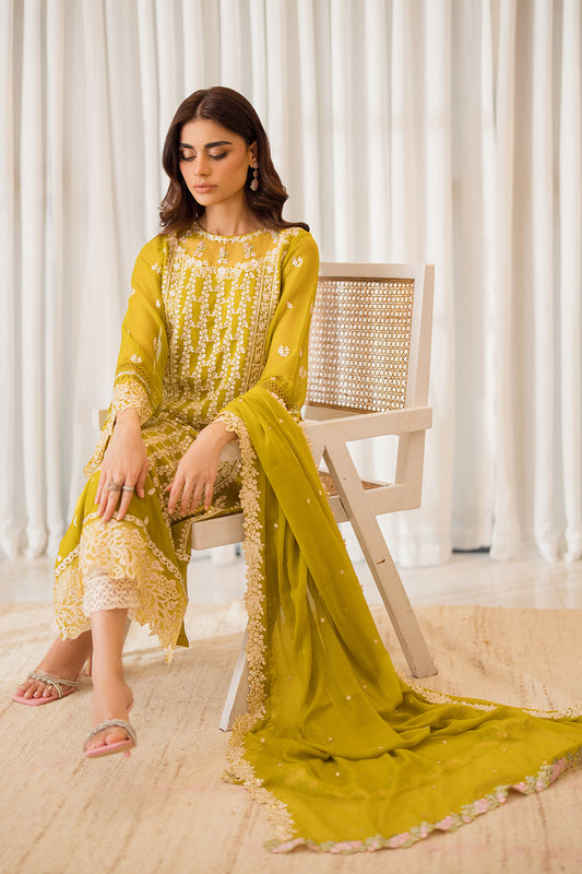AZURE EMBROIDERED CHIFFON - 3 PC UNSTITCHED