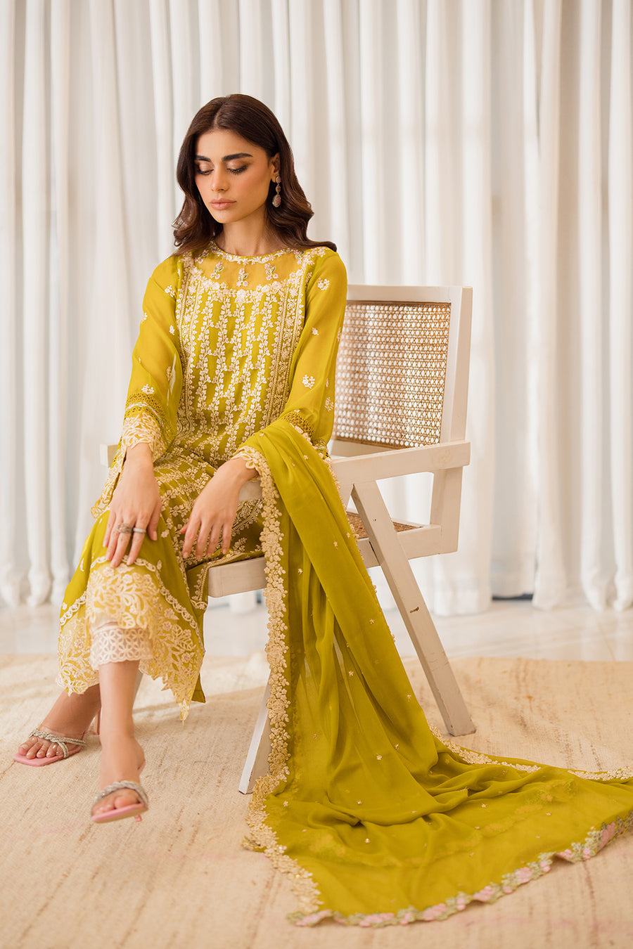 AZURE EMBROIDERED CHIFFON - 3 PC UNSTITCHED