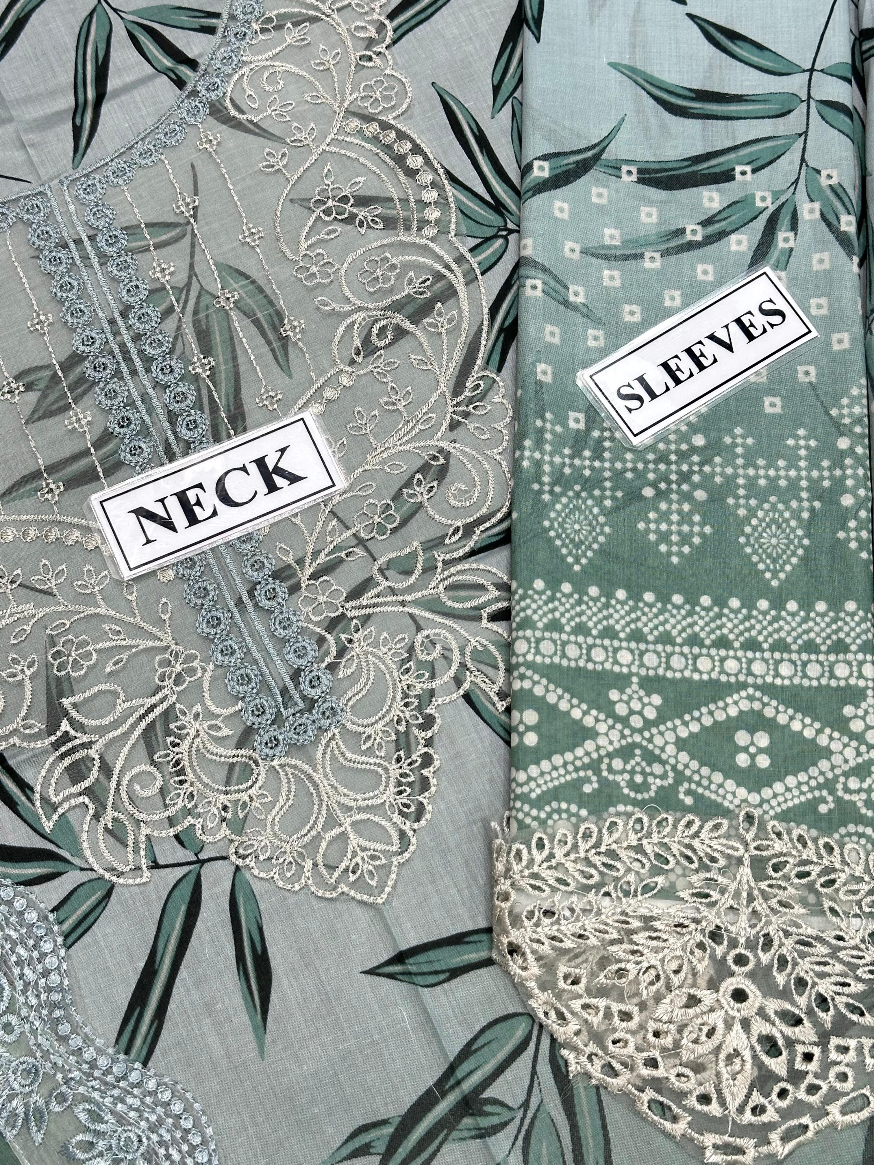 NUREH DIGITAL PRINTED EMBROIDERED LAWN - 3 PC UNSTITCHED