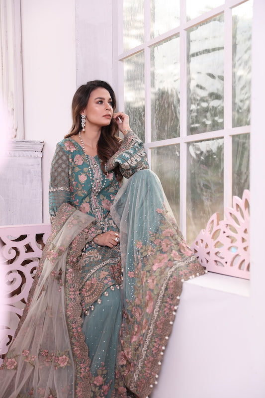 FLOSSIE LUXURY EMBROIDERED CHIFFON - 3 PC UNSTITCHED