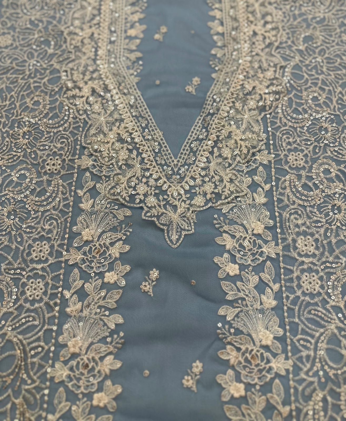 AZURE LUXURY EMBROIDERED CHIFFON - 3 PC UNSTITCHED