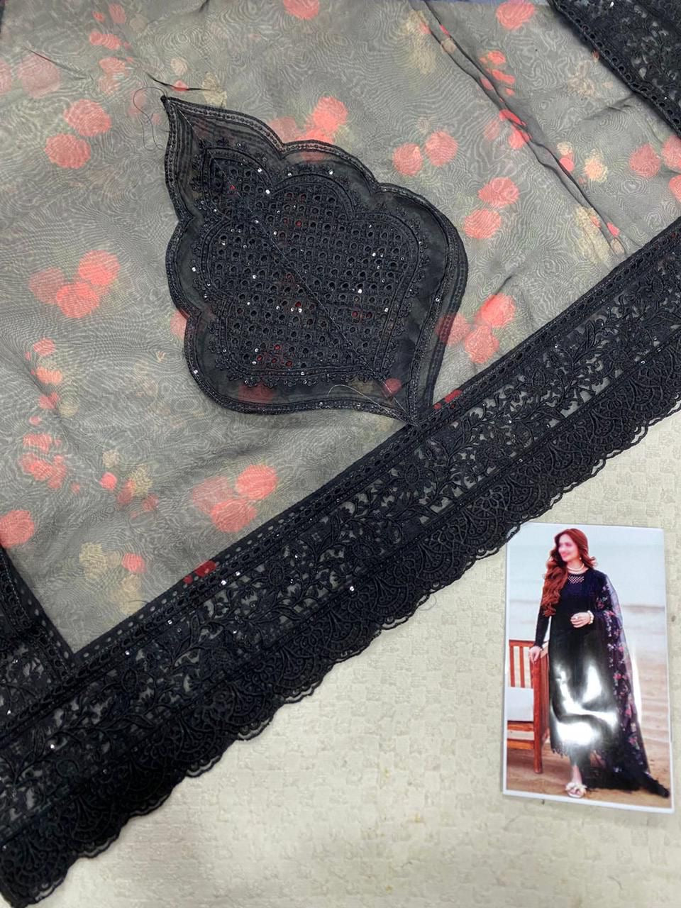 NUREH LUXURY EMBROIDERED CHIKANKARI LAWN - 3 PC UNSTITCHED