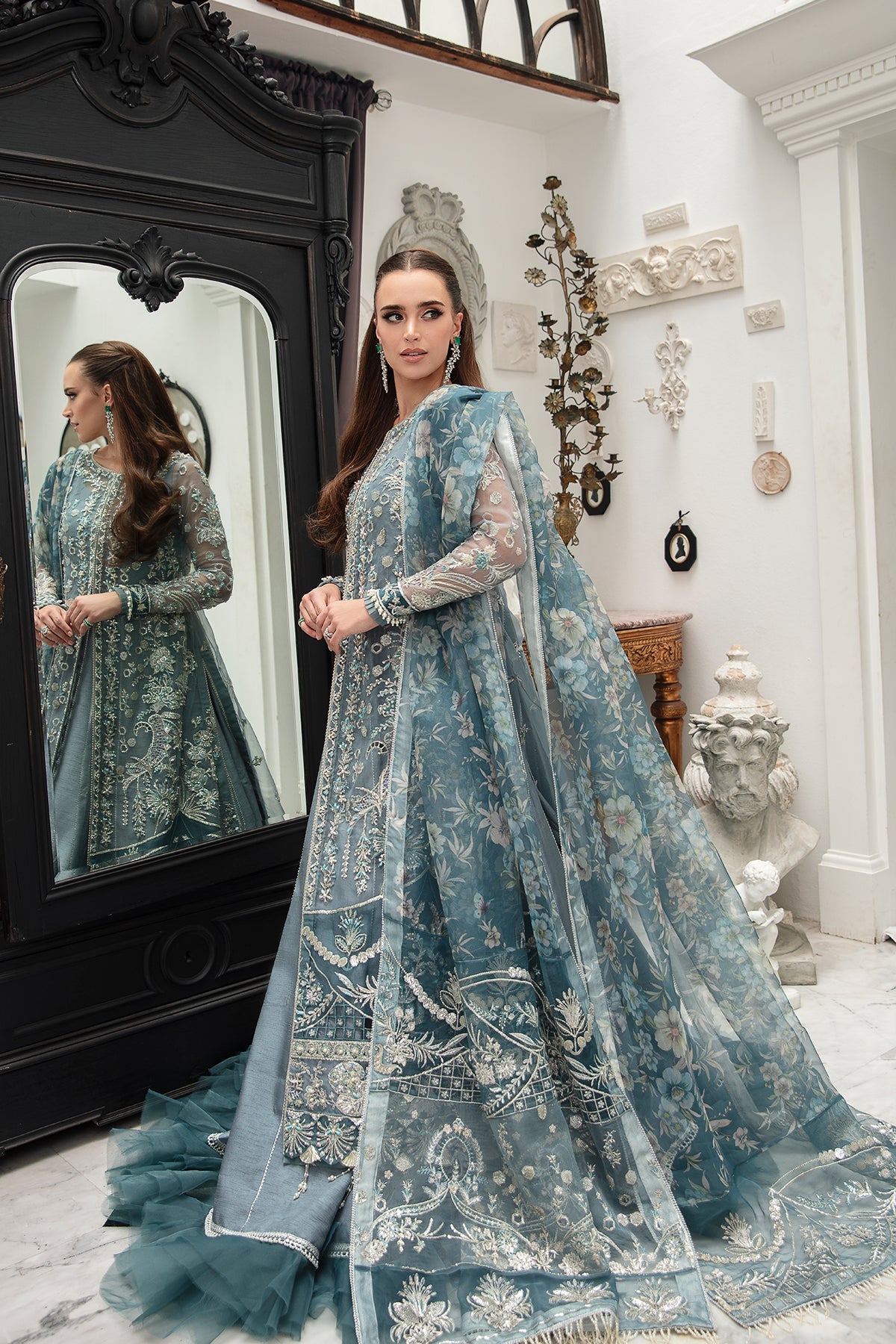 ABBAS JAMIL LUXURY EMBROIDERED ORGANZA - 3 PC UNSTITCHED