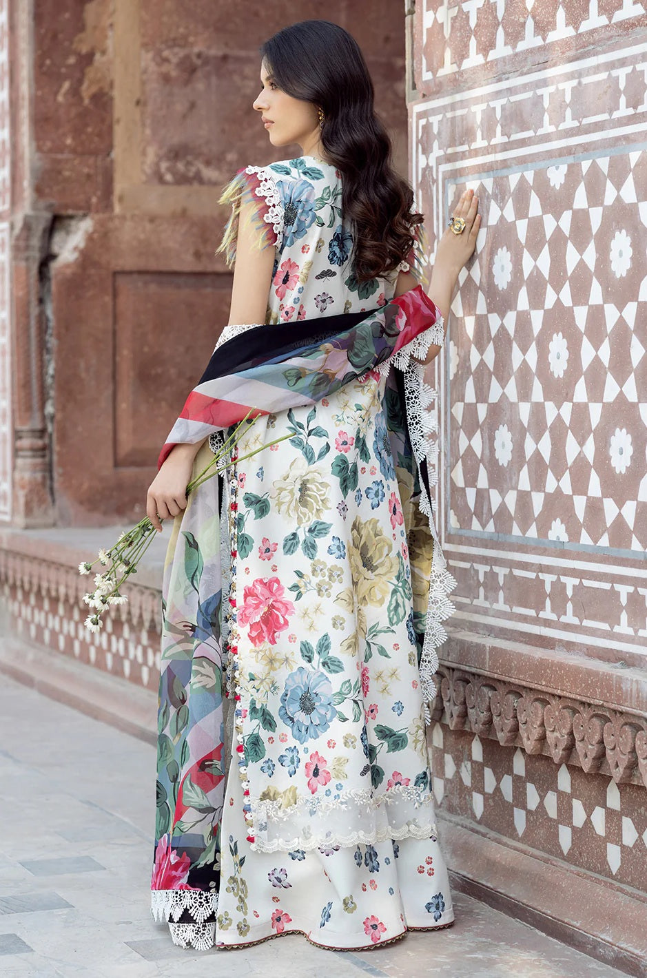 BIN ILYAS PRINTED EMBROIDERED LAWN - 3 PC UNSTITCHED