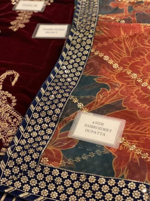 JAZMIN FORMALS EMBROIDERED VELVET - 3 PC UNSTITCHED