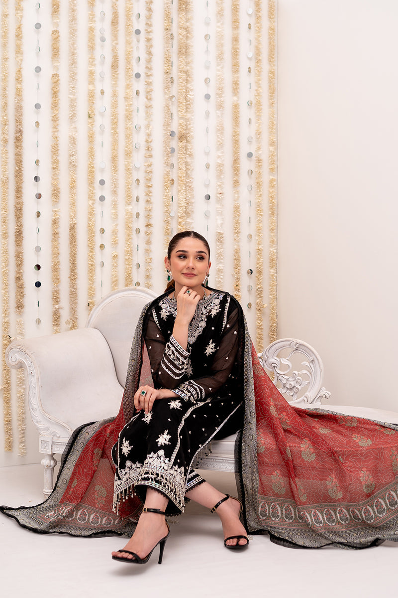 MALIHA KAMAL LUXURY EMBROIDERED CHIFFON - 3 PC UNSTITCHED