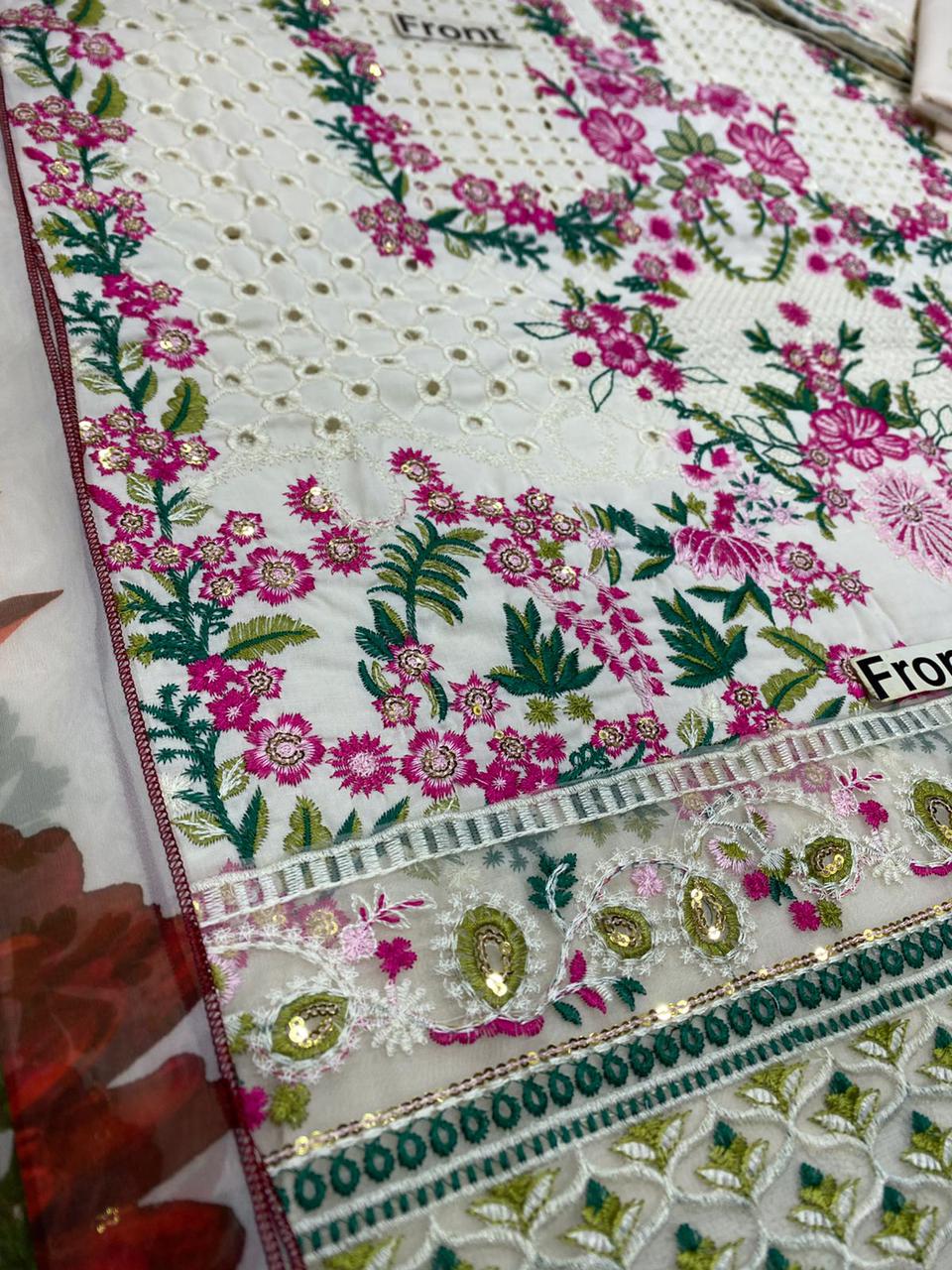 MAHNUR EMBROIDERED CHIKANKARI LAWN - 3 PC UNSTITCHED