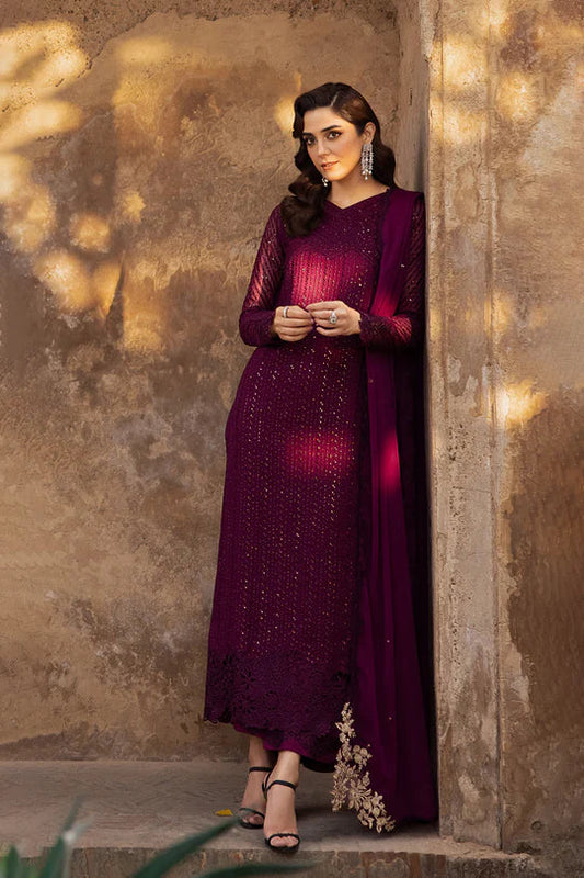 AZURE LUXURY WEDDING EMBROIDERED CHIFFON - 3 PC UNSTITCHED