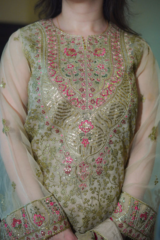 ANEELA’S EMBROIDERED ORGANZA - 3 PC UNSTITCHED