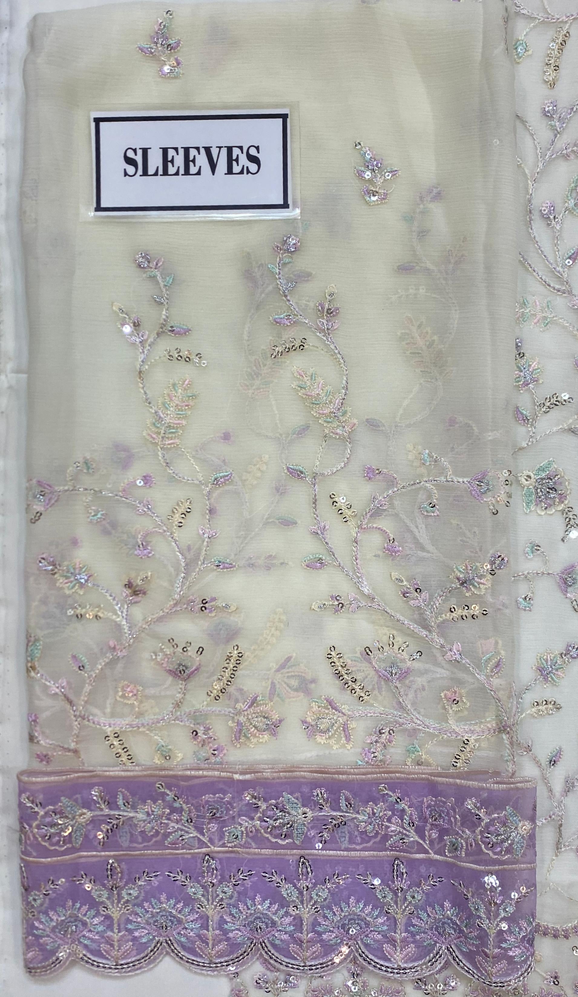 KANWAL MALIK EMBROIDERED SEMI PURE CHIFFON - 3 PC UNSTITCHED