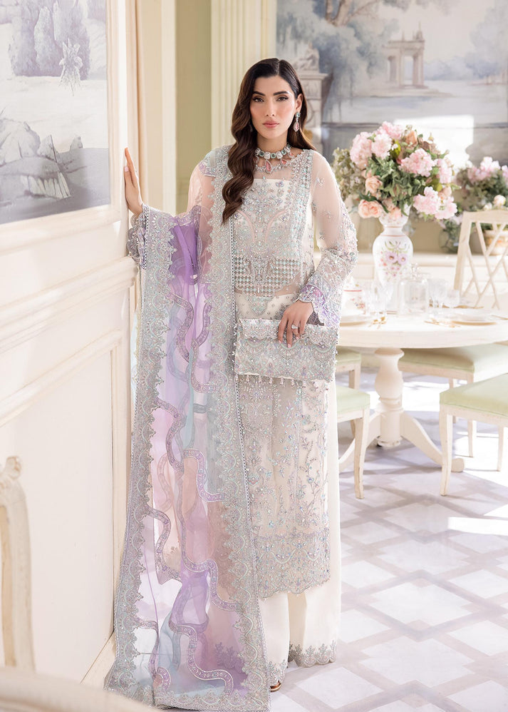 KANWAL MALIK EMBROIDERED SEMI PURE CHIFFON - 3 PC UNSTITCHED