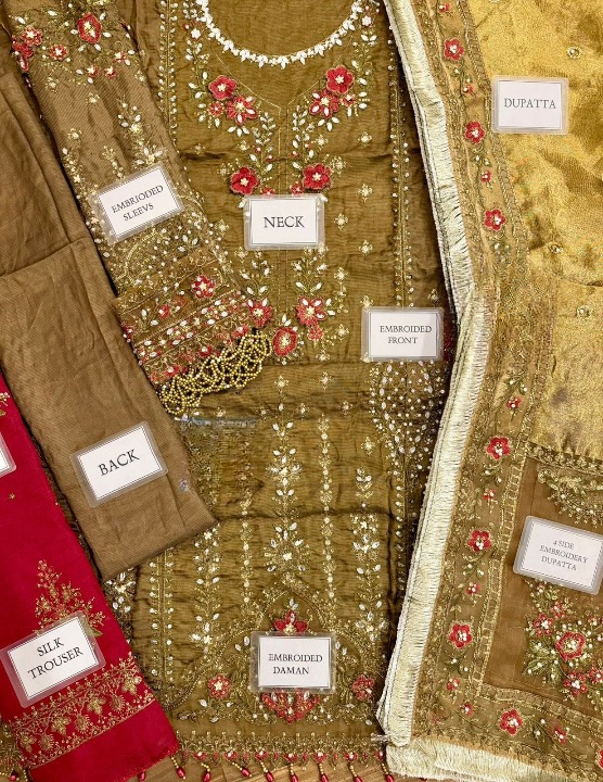 MARIA B WEDDING EMBROIDERED RAW SILK - 3 PC UNSTITCHED