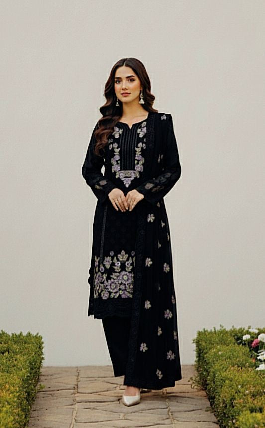 HOORAIN’S PREMIUM EMBROIDERED CHIFFON - 3 PC UNSTITCHED
